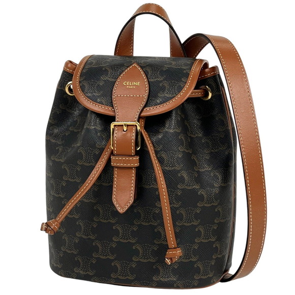 Celine Folco Triomphe Backpack Brown Canvas - Picture 1 of 8